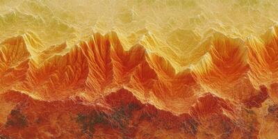 Aerial View of Mountain Range Detailed Topography Orange Hues 3D Render photo