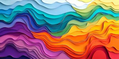 Abstract Rainbow Papercut Layers Colorful Wavy Texture Background photo