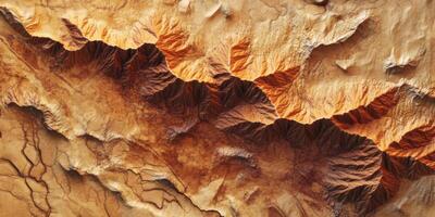 3D Rendered Mountain Range Aerial View Desert Landscape Topographic Map Textured Terrain photo
