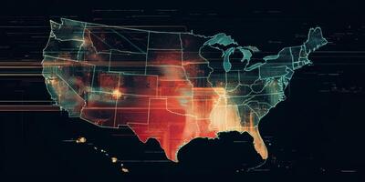 USA Map Digital Technology Data Visualization Abstract Geometric Lines Network photo