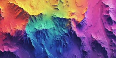 Colorful 3D Mountain Range Elevation Map Gradient Texture Background photo