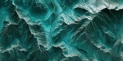 Teal Mountain Range Aerial View Topographic Map Texture photo