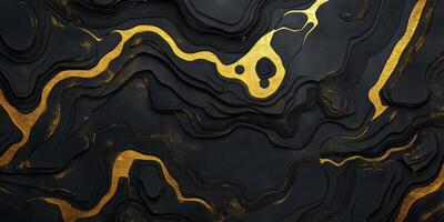 Luxurious Black Gold Topographic Terrain Map Texture Background photo