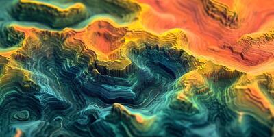 Abstract Topographic Map Colorful 3D Terrain Landscape photo