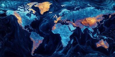 Global Map Abstract Artistic World Contours Lines Earth Infographic photo