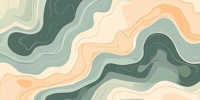 Abstract Topographic Map Pastel Green Beige Swirls Background photo
