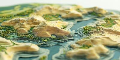 3D Topographic Map Hills Mountains Terrain Landscape Nature photo