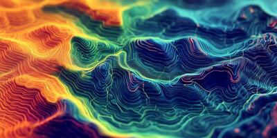 Abstract Topographic Map Colorful 3D Lines Data Visualization Gradient Background photo