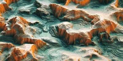 Abstract Topographic Mountain Landscape 3D Render Nature Geology Terrain Relief Map Elevation photo