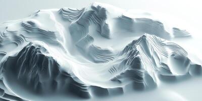 Abstract 3D Topographic Map Layered White Mountain Range photo