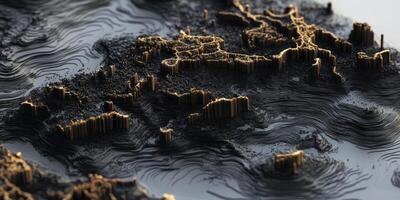 Abstract Topographic Map 3D Gold Black Terrain Texture photo