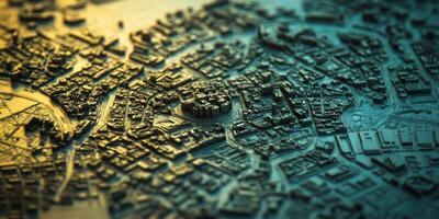 3D Cityscape Model Urban Architecture Detailed Topographic Map photo