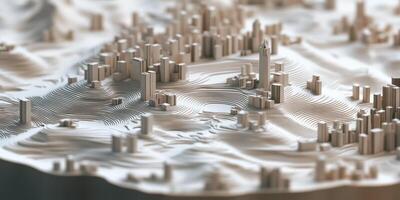 Abstract Cityscape Topographic Map Modern Urban Development 3D Render photo