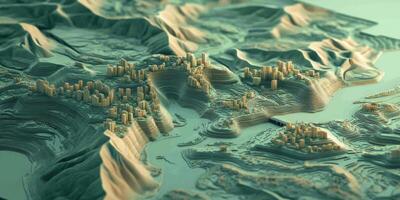 Isometric Cityscape 3D Topographic Map Urban Planning Terrain photo