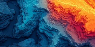 Abstract Topographic Map Blue Orange Heatmap 3D Terrain Gradient Texture Background photo