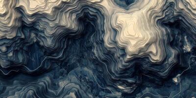 Abstract Topographic Map Aerial View Contour Lines Blue Hues GIS Relief Map photo