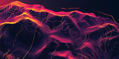 Futuristic Neon Topographic Map Abstract Line Art Background photo