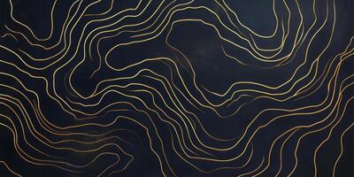 Luxury Gold Line Art Abstract Background Elegant Dark Blue Texture Design Template photo