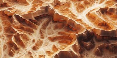 Aerial Desert Landscape Sand Dunes Canyon Texture Brown Ochre Geology Topography photo