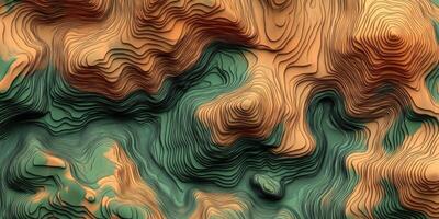Abstract Topographic Map Green and Orange 3D Mountain Landscape Texture photo