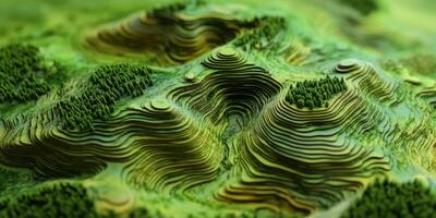 Lush Green Hills Topographic Map Nature Landscape 3D Terrain Environmental Conservation photo