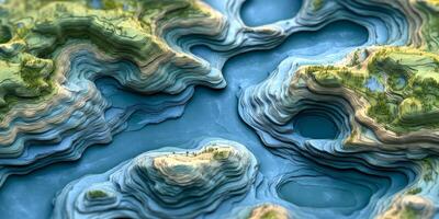 Abstract Topographic Map Layered Landscape Ocean Hills Nature photo