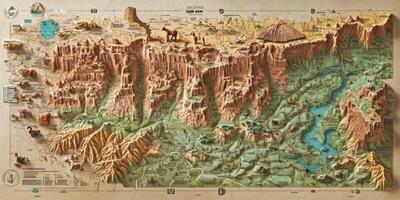 3D Relief Map National Park Hiking Trails Scenic Routes Wildlife photo