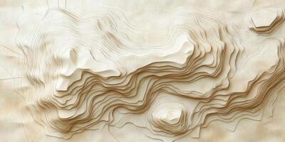 Topographic Map Abstract Beige Paper Texture 3D Relief Mountain Range Landscape photo