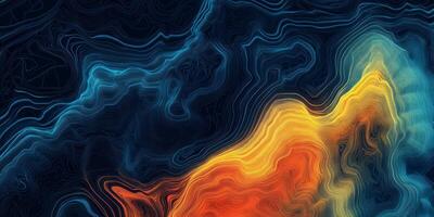 Abstract Topographic Lines Gradient Colors Dark Background Swirls Waves Design photo