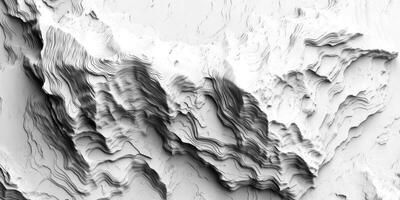 Monochromatic Topographic Map Abstract 3D Terrain Contour Lines photo