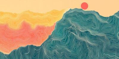 Artistic Abstract Topographic Mountain Landscape Illustration photo