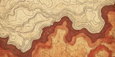 Vintage Topographic Map Rustic Terrain Hand Drawn Contour Lines Earth Tones Geographic Design photo