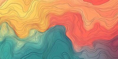 Abstract Topographic Map Colorful Gradient Lines Minimalist Design Artistic Background photo