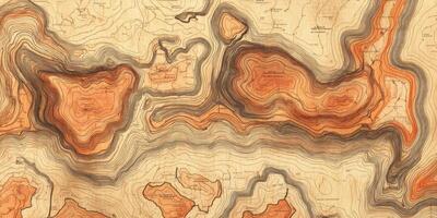 Vintage Topographic Map Rustic Hand Drawn Contour Lines Earthy Tones Geographic Design photo