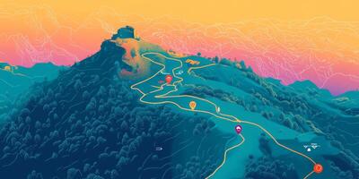 Hiking Trail Map Mountain Peak Scenic Route Gradient Difficulty photo