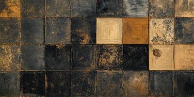 Abstract Textured Background Featuring A Combination Of Dark And Light Tiles With Varied Patterns And Colors For Artistic Design Projects photo