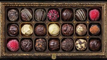 Luxury Chocolate Truffle Assortment Box Gourmet Sweets Dark Milk White Chocolate photo