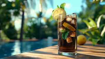 Refreshing Iced Tea by Poolside Summer Drink Lemon Mint photo