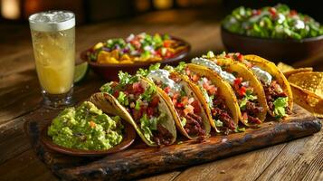 Delicious Beef Tacos Guacamole Margarita Feast photo