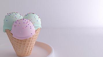 Pastel Ice Cream Cone Sweet Treat Summer Dessert Sprinkles Creamy Refreshing Delicious photo
