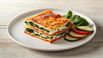 Delicious Spinach and Ricotta Lasagna Layers Cheese Italian Food photo