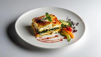 Delicious Vegetarian Lasagna Ricotta Spinach Zucchini Gourmet Food photo