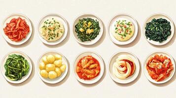 Delicious Korean Banchan Side Dishes Kimchi Pickled Vegetables More photo