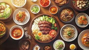 Delicious Korean Festive Food Table Abundant New Year s Meal photo