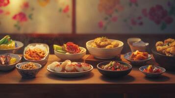 Delicious Korean Banchan Feast Authentic Food Photography photo