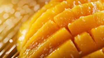Delicious Mango Sticky Rice Dessert Close up Photo