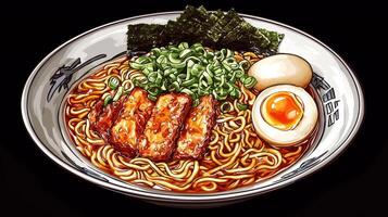 Delicious Ramen Noodles Bowl High Resolution Food Photography photo