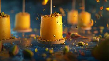 Delicious Mango Kulfi Popsicles with Pistachios Saffron photo