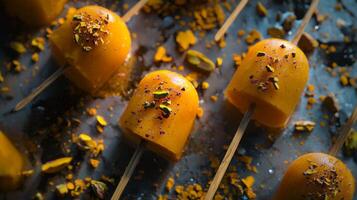 Delicious Mango Kulfi Popsicles with Pistachios and Saffron photo
