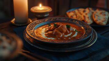 Delicious Butter Chicken Dinner Indian Cuisine Creamy Spicy Food Photo
